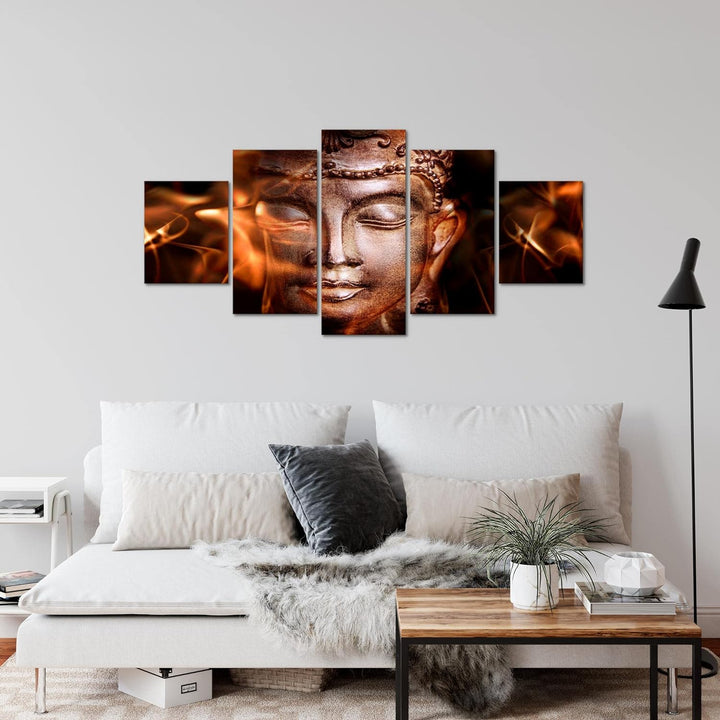 Runa Art Wandbilder Buddha Feng Shui 5 Teilig Bild auf Vlies Leinwand Deko Wohnzimmer Schlafzimmer R