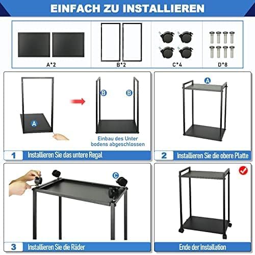 Whchiy PC Ständer, 2 Schicht Mobiler CPU Ständer Universal Computer Ständer mit Rollen für Schreibti