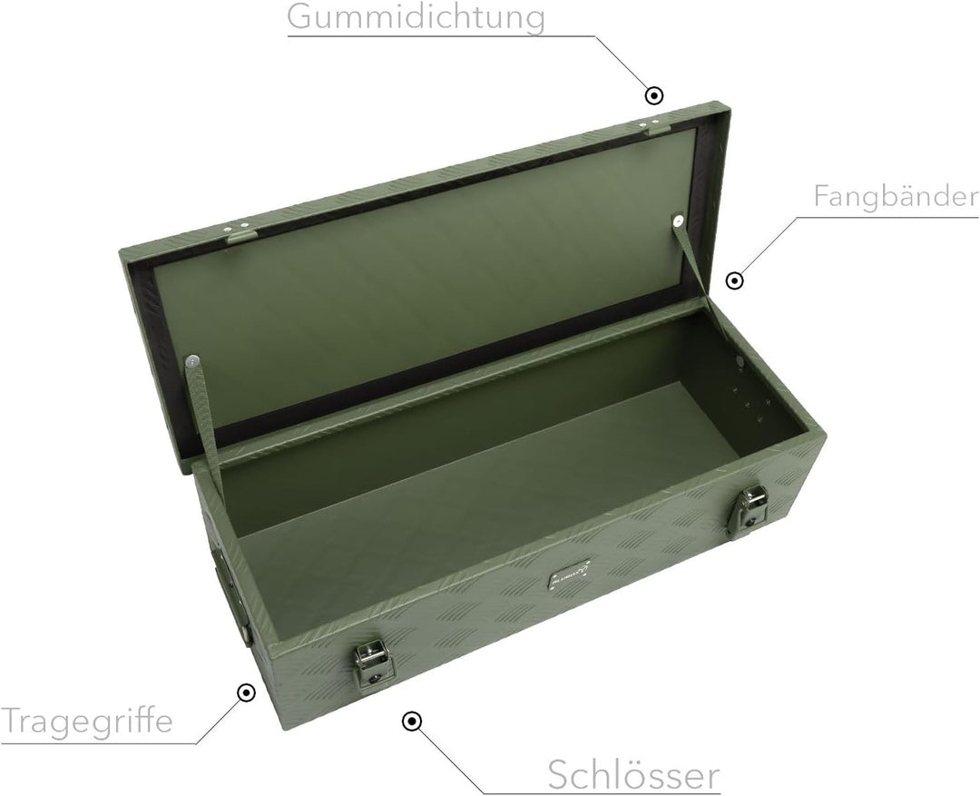 alubox Werkzeugkiste Riffelblech olive ABX-RL48G Aluminium 1,5mm Werkzeugkiste leicht und robust 48