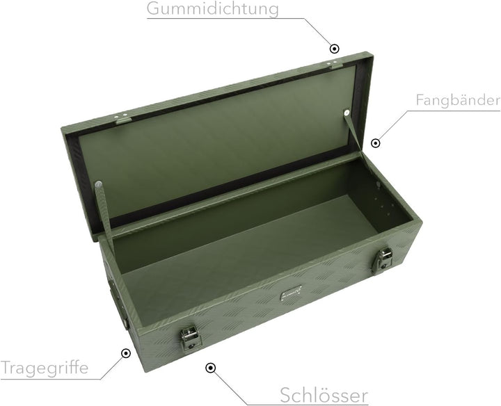 alubox Werkzeugkiste Riffelblech olive ABX-RL48G Aluminium 1,5mm Werkzeugkiste leicht und robust 48