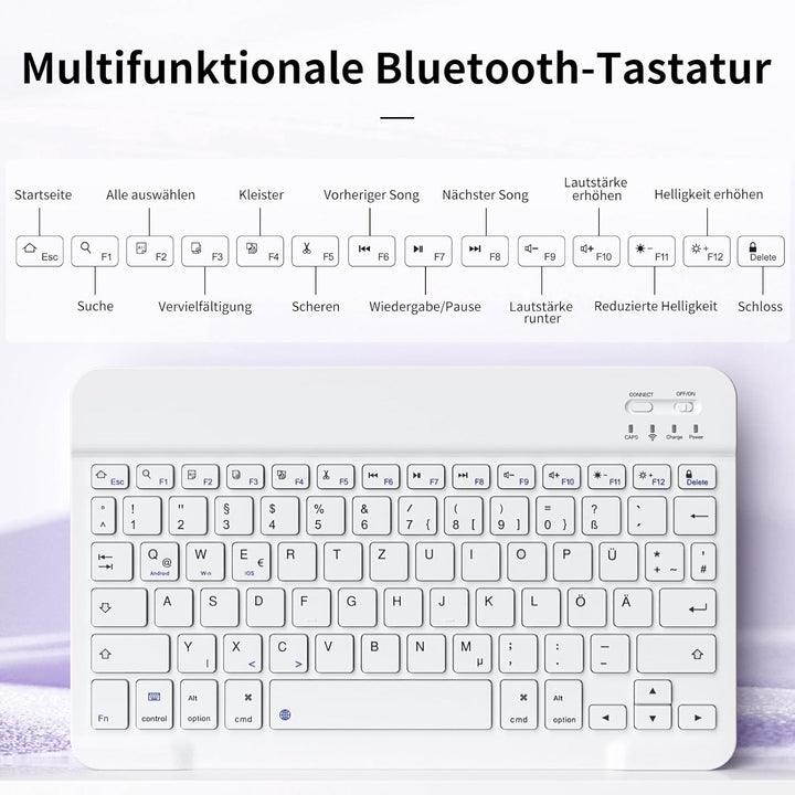 Tastatur Hülle für iPad 9./ 8./ 7.Gen (2021/2020/2019) mit Stifthalter, Soft TPU Schutzhülle, magnet