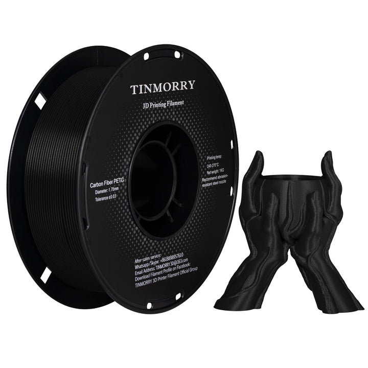 10 Rollen Carbon Fiber PETG Filament 1.75mm, TINMORRY PETG CF 3D Drucker Filament, 10 KG, Schwarz 10
