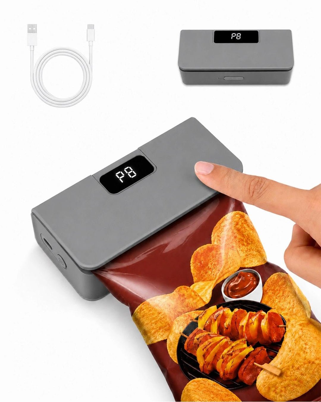 Pro Mini-Folienschweissgerät 8-Stufen,Upgraded Tragbarer Bag Sealer mit LED-Countdown, Integriertem
