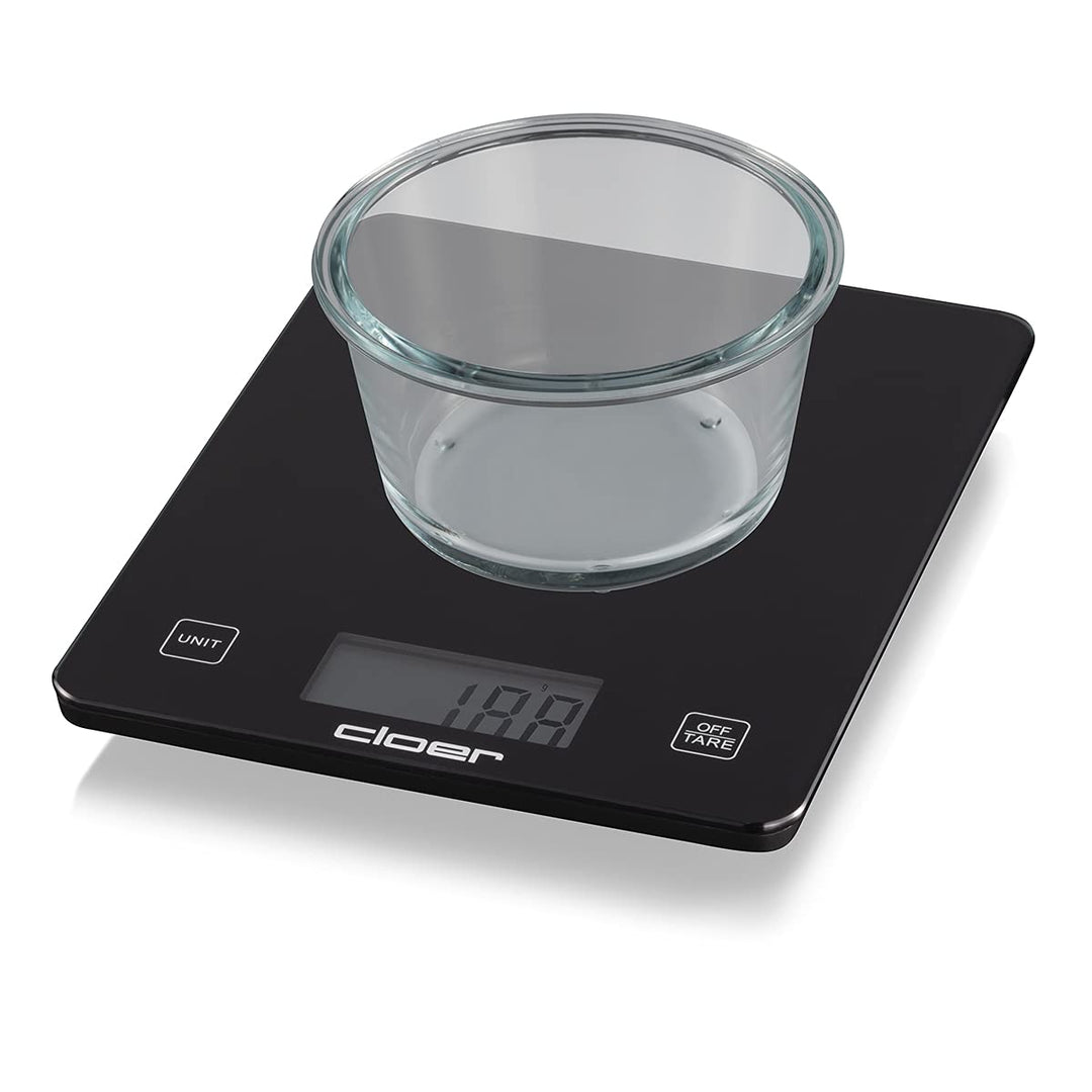 Cloer 6870 Digitale Küchenwaage für bis zu 10 kg, Zuwiegefunktion, Gewichtsmessung in 1g Schritten,