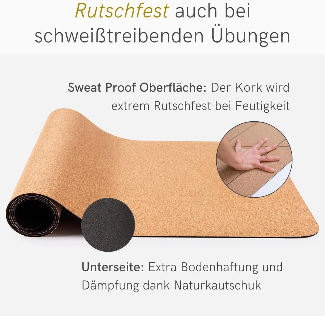 Lotuscrafts Yogamatte ARISE CORK - Rutschfeste Sweat Proof Oberfläche - 100% Recycelbare Materialien