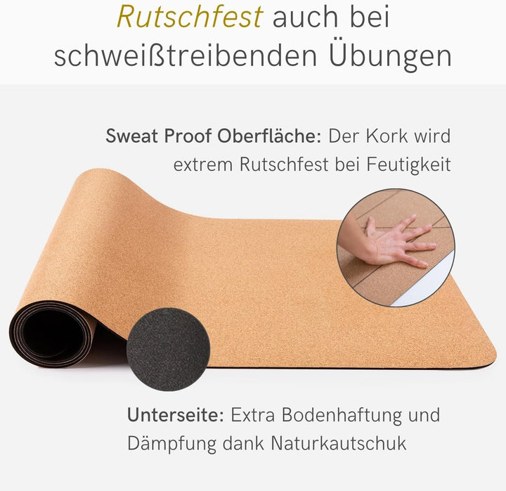 Lotuscrafts Yogamatte ARISE CORK - Rutschfeste Sweat Proof Oberfläche - 100% Recycelbare Materialien