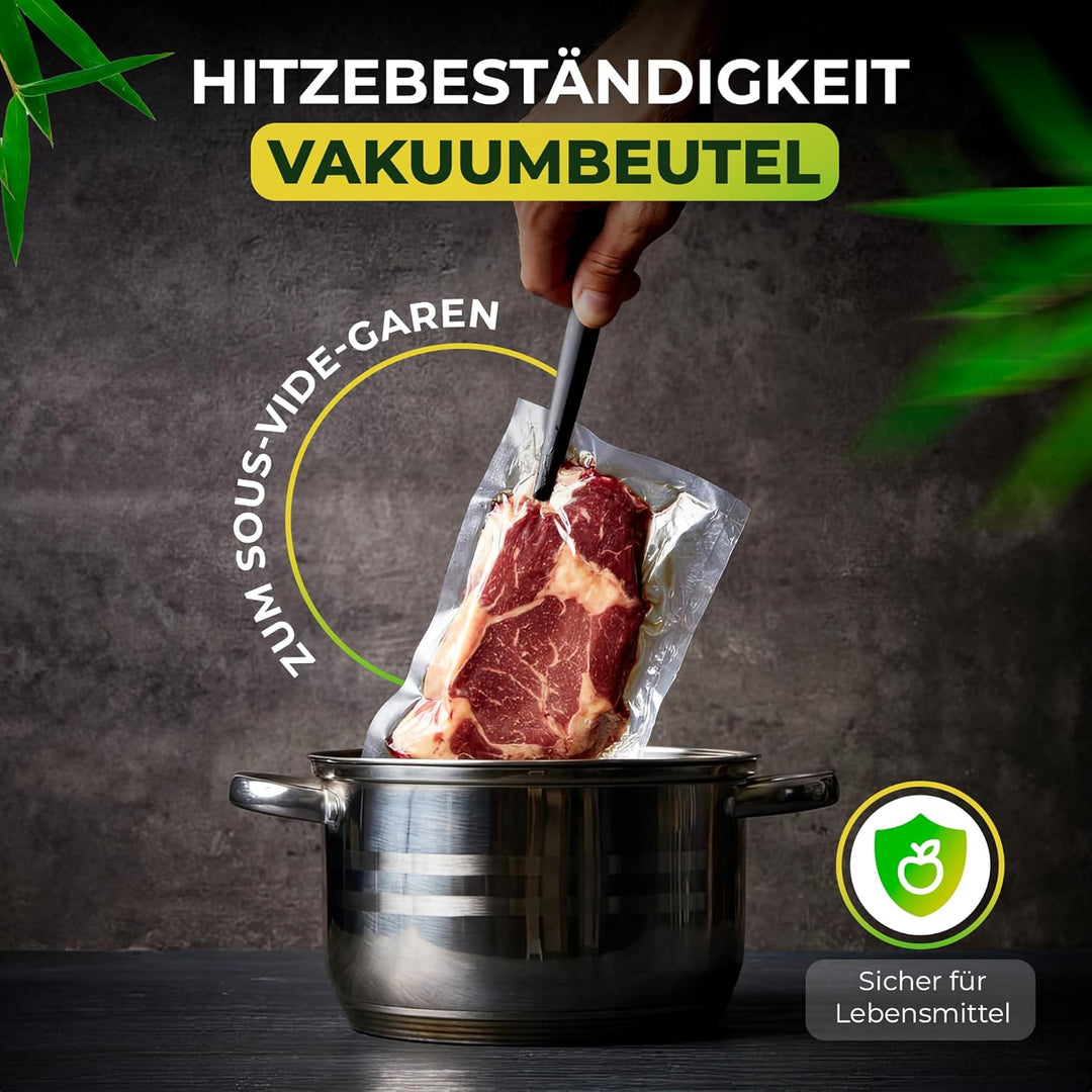 BOLSEMACK Vakuumierbeutel 20x30cm - Vakuumbeutel 100 Stück für alle Vakuumierer & Lebensmittel Vakuu