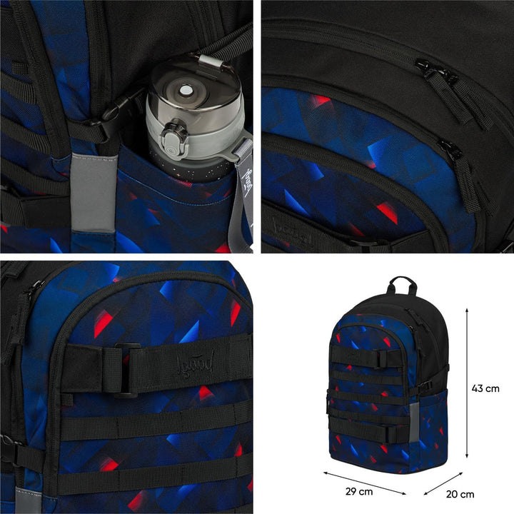 Baagl Schulrucksack für Jungen Mädchen Teenager - Skateboard Rucksack - Kinderrucksack mit Laptopfac