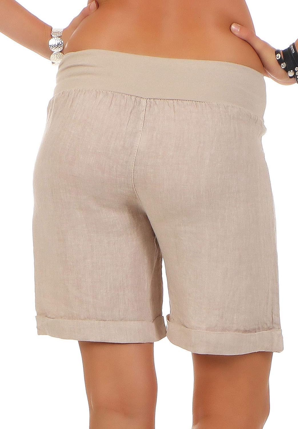 Malito Damen Bermuda aus Leinen | lässige Kurze Hose | Shorts für den Strand | Pants - Hotpants 6822