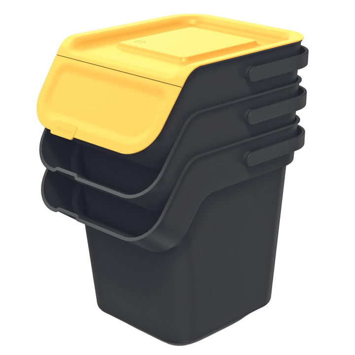 Keden Kaddi Q Mülltrennsystem 3x20L Set mit Aktivkohlefilter, Mülltrennungsbehälter mit Deckel Recyc