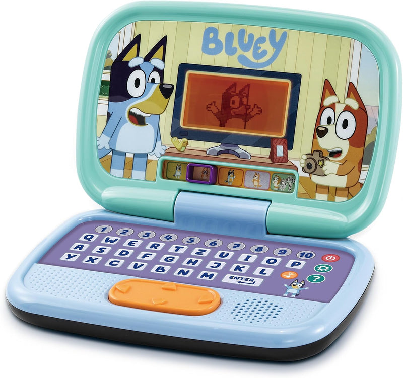 VTech Bluey Lernlaptop – Lerncomputer mit QWERTZ-Tastatur und Inhalten zu Formen, Buchstaben, Zahlen