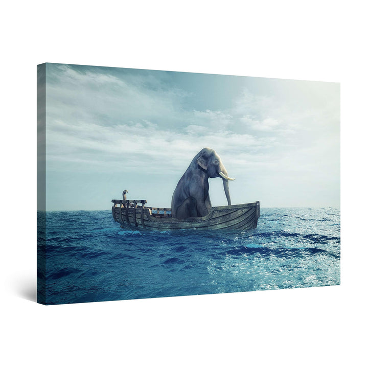 Startonight Bilder Einsamer Elefant auf dem Ozean - Leinwandbilder Moderne Kunst - Tiere Wanddeko Ku