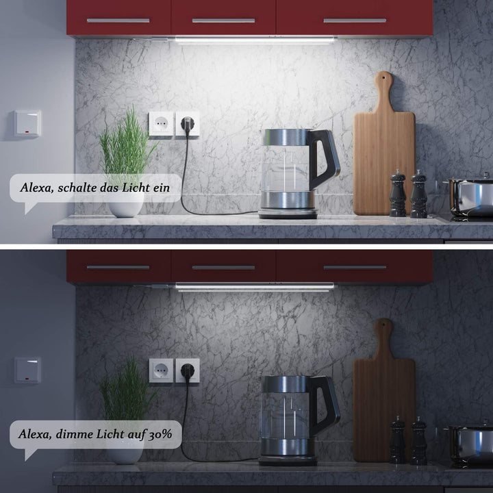 ledscom.de Smarte LED Unterbau-Leuchte SIRIS weiss matt mit Netzteil und WLAN-Controller, flach, Sma