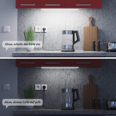 ledscom.de Smarte LED Unterbau-Leuchte SIRIS weiss matt mit WLAN-Controller, flach, Smart-Home, Alex