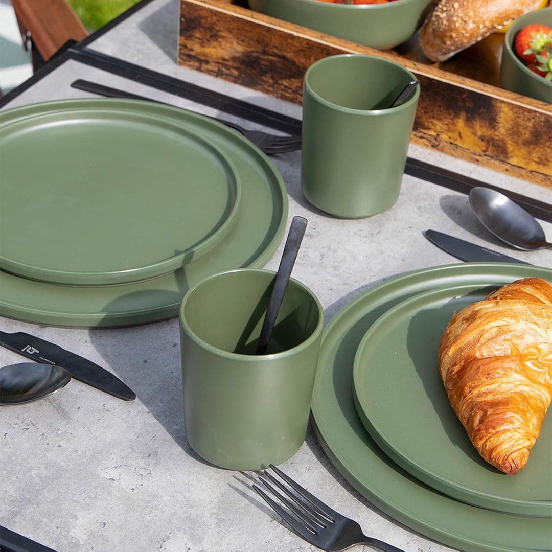 Bo-Camp Melamin Campinggeschirr Set Patom Reise Essgeschirr Teller Becher 16tlg Grün,green, Grü
