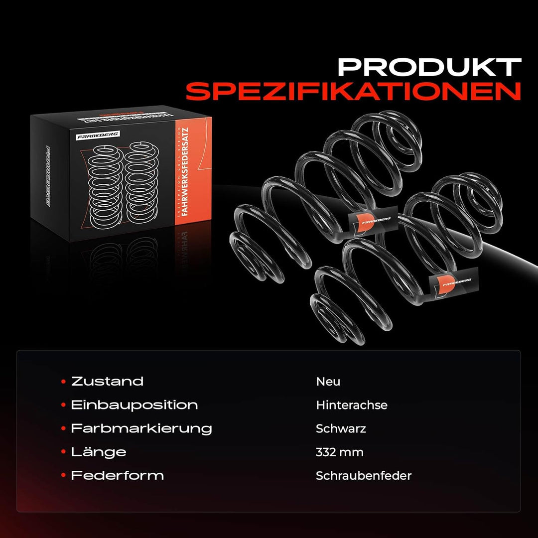 Frankberg 2x Federn Fahrwerksfeder Hinterachse Kompatibel mit Signum 1.8L-3.0L Schrägheck 2003-2008