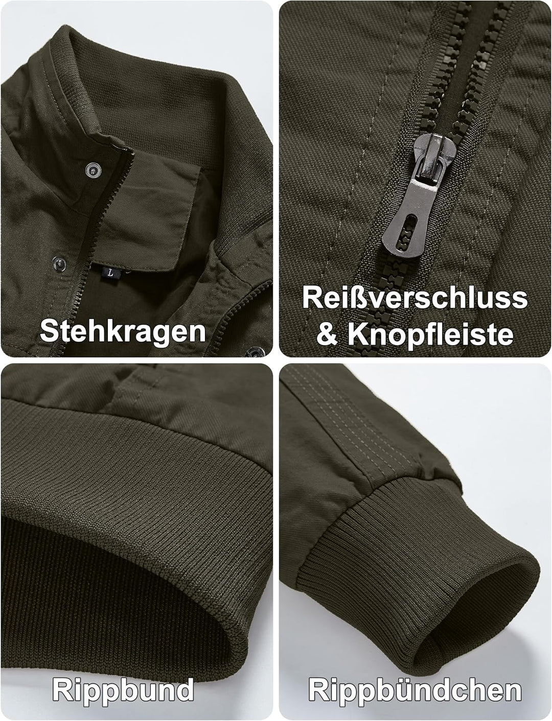 EKLENTSON Herren Arbeitsjacke Workwear Übergangsjacke Cargo Jacke mit Vielen Taschen S Armeegrün #91