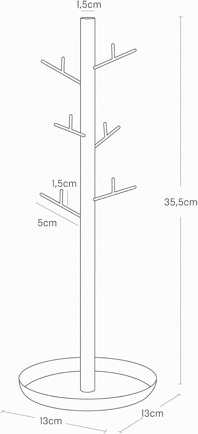 YAMAZAKI 'Tosca' 2310 Zubehörbaum, Stahl, Holz, Weiss, Schmuckständer für Ketten Ohrringe Ringe, Dek