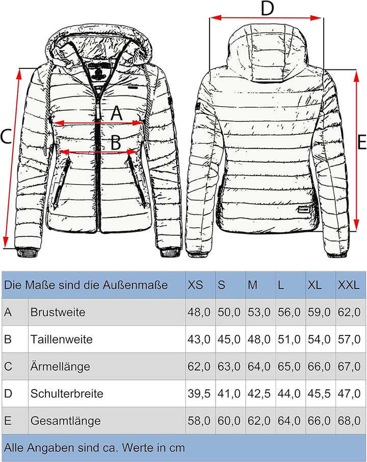 Navahoo Damen leichte Übergangsjacke Steppjacke mit Kapuze Lulana XS-XXL XS Rose Coral, XS Rose Cora