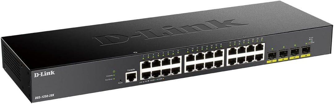 D-Link DGS-1250-28X/E, 28-Port Layer 2/3 Smart Managed Gigabit Switch (24x BaseT Port, 4X 10G SFP+ S