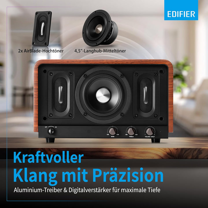 Edifier AIRPULSE P100X - Multitreiber Lautsprechersystem (60W) im Retro-Look mit Bluetooth 5.1 (aptX