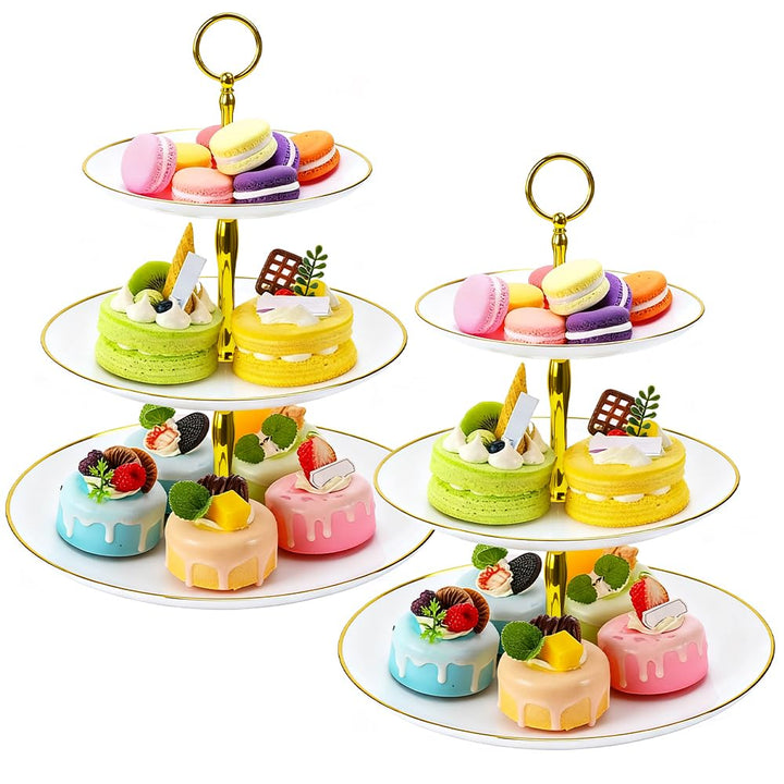 2er Set Tortenständer Etagere 3 Etagen Ø14.5/19.5/24.5cm Muffin Ständer Cupcake Halter Rund Kuchenst