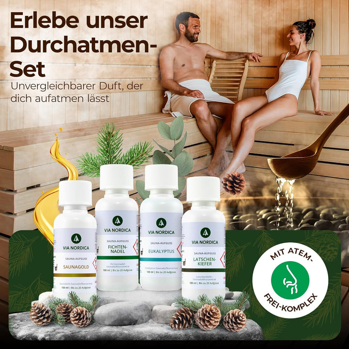 Via Nordica - Saunaaufguss Set Durchatmen 4x100ml Sauna Aufguss