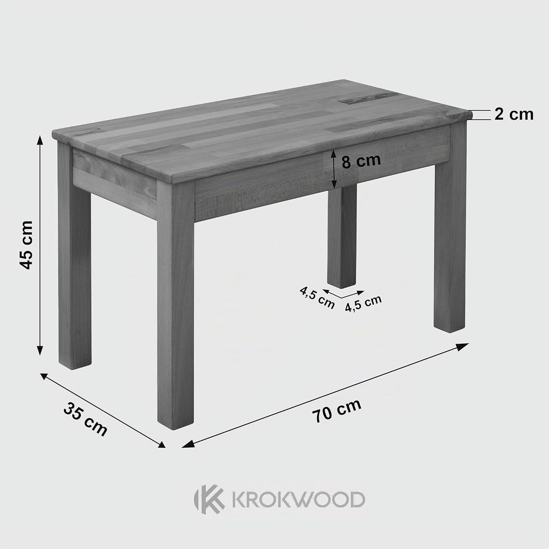 Krok Wood Sitzbank Tomas aus Massivholz (Eiche, 70 x 35 x 45 cm) 70 x 35 x 45 cm Eiche, 70 x 35 x 45