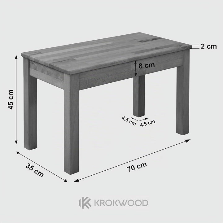 Krok Wood Sitzbank Tomas aus Massivholz (Eiche, 70 x 35 x 45 cm) 70 x 35 x 45 cm Eiche, 70 x 35 x 45