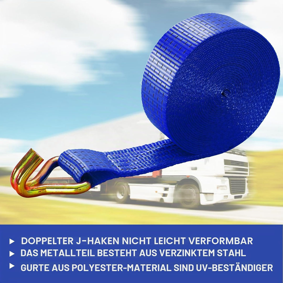 Schwerlast 5000kg Spanngurte mit Ratsche und Haken,4 Stück Spanngurt 9m,Zurrgurte,50mm breit,Ratsche