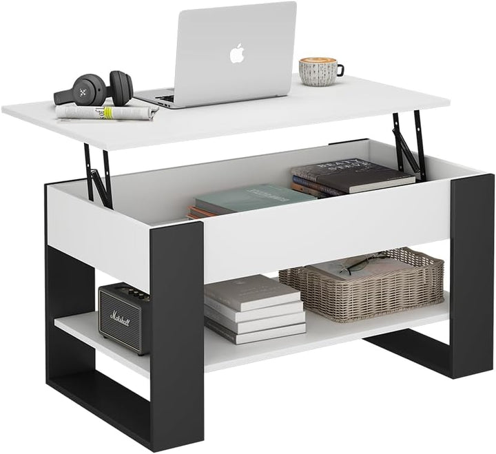 Vicco Couchtisch Lifto, Weiss/Anthrazit, 92 x 51 cm mit Liftfunktion, Weiss/Anthrazit