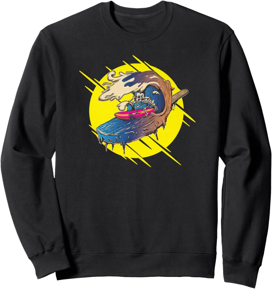 Skelett Surfer Eis am Stiel Sweatshirt