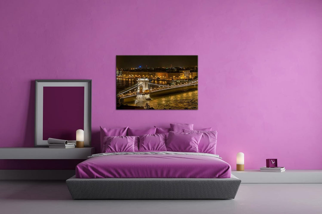 deyoli Kettenbrücke im schönen Budapest im Format: 60x40 als Leinwandbild, Motiv fertig gerahmt auf