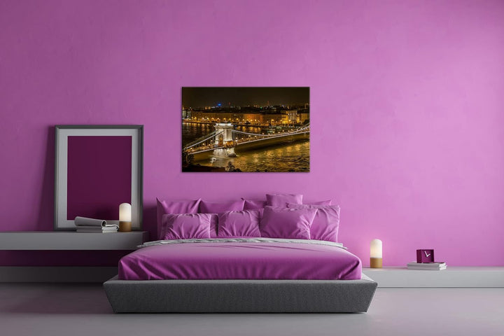 deyoli Kettenbrücke im schönen Budapest im Format: 60x40 als Leinwandbild, Motiv fertig gerahmt auf