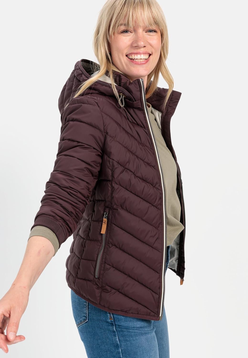 camel active Damen Steppjacke aus recyceltem Polyester 46 Pflaume, 46 Pflaume