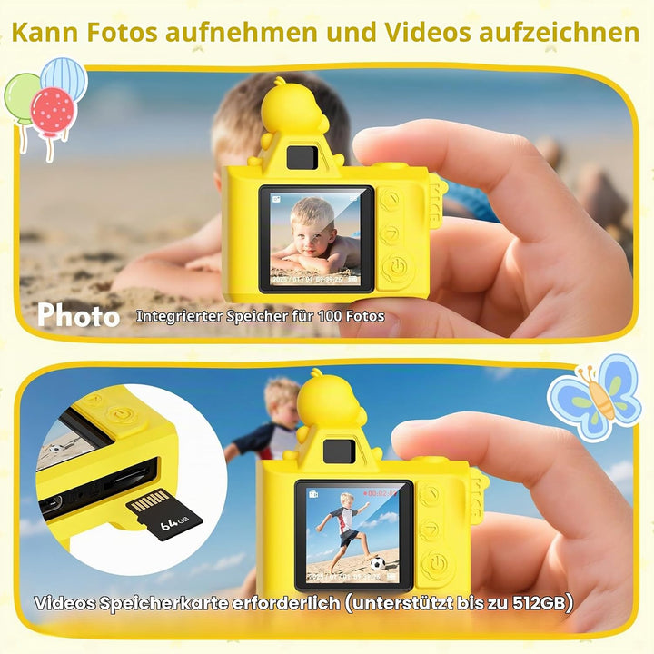 Mini Digitalkamera für Kinder – Maxmango 1,3 Zoll 1080P HD Retro Kamera, 64 GB Süsse Kinder Kamera S