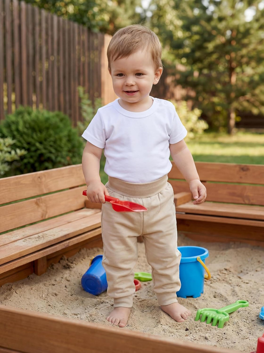 TupTam Baby Jungen Kurzarm T-Shirt mit Aufdruck Unifarben Sterne Streifen 5er Set, 56 Weiß