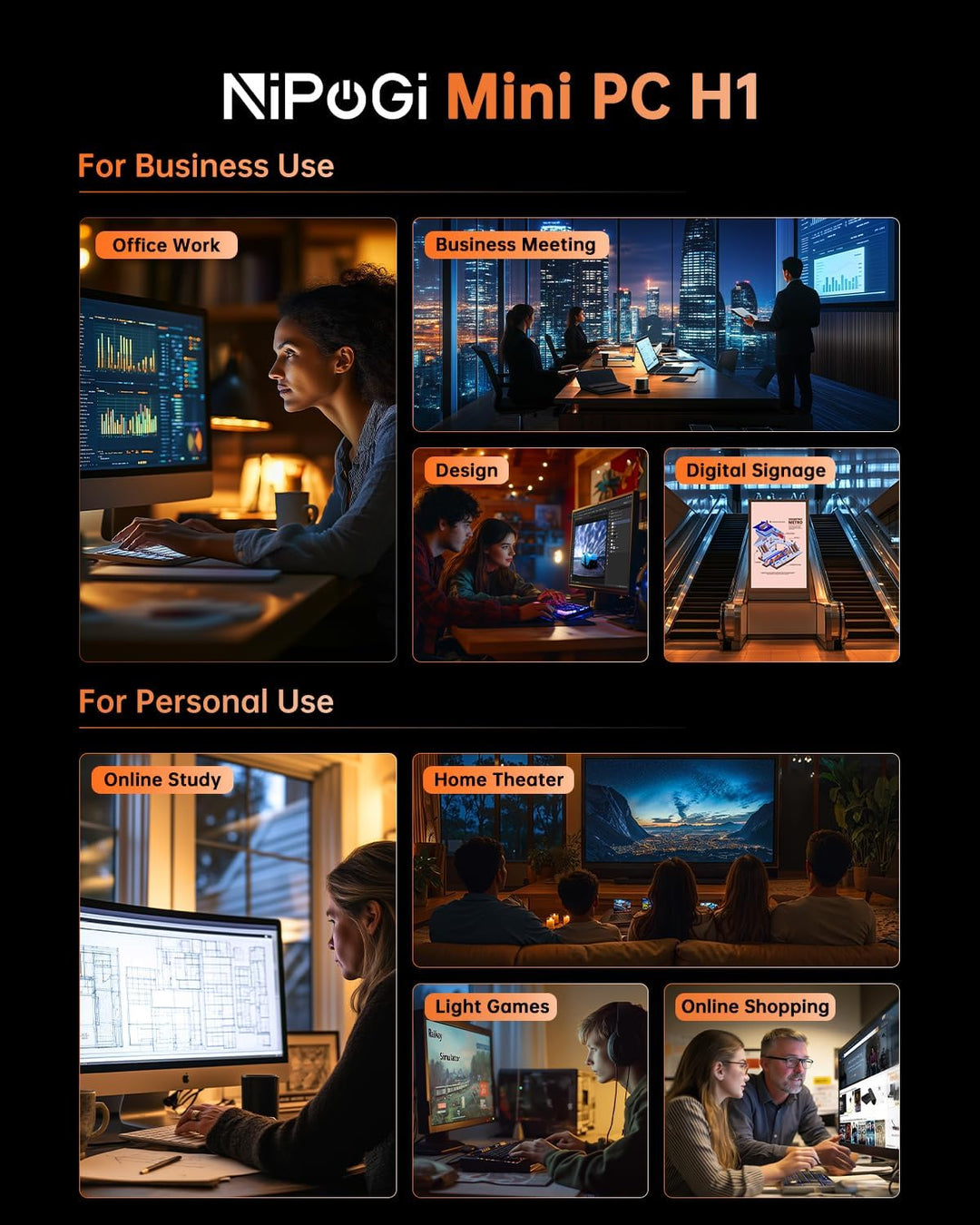 NiPoGi Hyper H1 Mini PC W-11 PRO ΑΜD Ryzen 7 6800H(Max 4.7GHz,8C/16T) 32GB LPDDR5 6400MHz/512GB M.2
