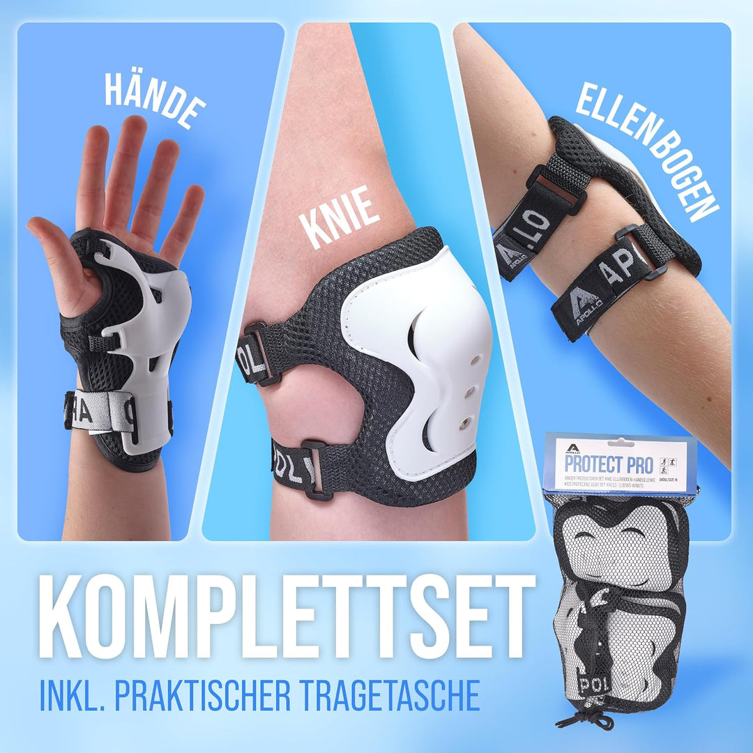 Apollo Schoner Set für Kinder, Knie und Ellenbogenschützer Kinder und für Handgelenk, Protektoren Ki