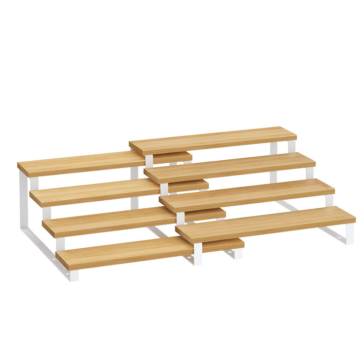SONGMICS Gewürzregale, Küchenregale stehend, Küchen-Organizer, 2er Set, Holzwerkstoff, je 4 Ablagen,