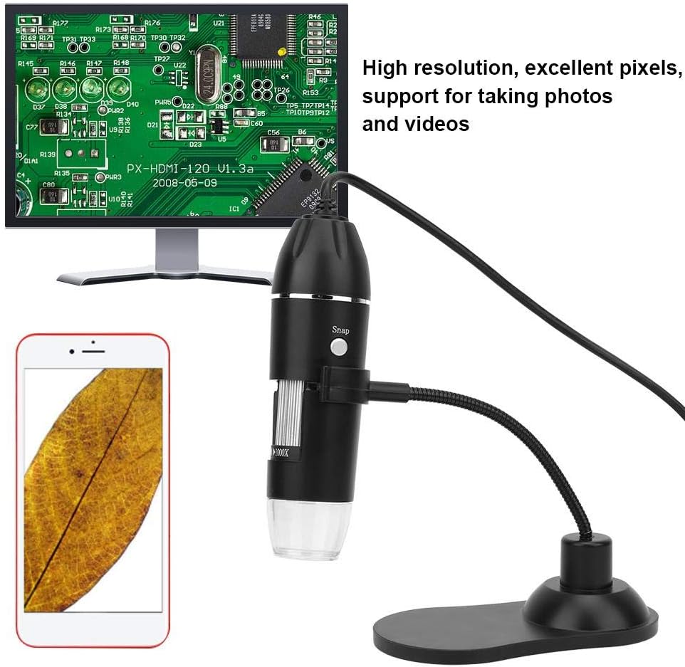 50X-1000X Digitalmikroskop, LED USB Elektronisches Mikroskop LED Digitales Mikroskop mit Halterung,