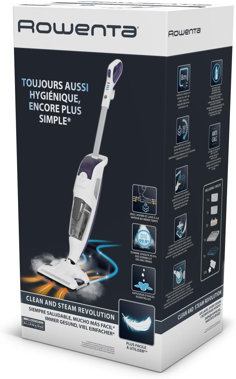 Rowenta Nettoyeur vapeur Clean & Steam Revolution RY7731WH, Dampfreiniger, NC, weiss
