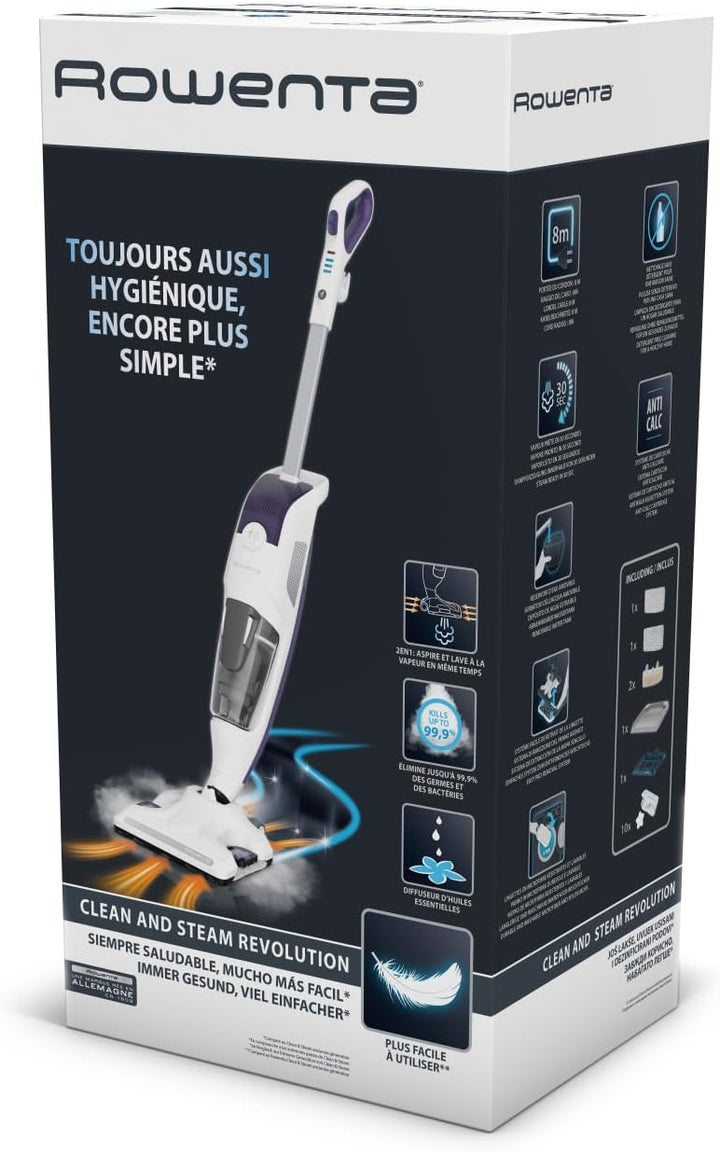 Rowenta Nettoyeur vapeur Clean & Steam Revolution RY7731WH, Dampfreiniger, NC, weiss