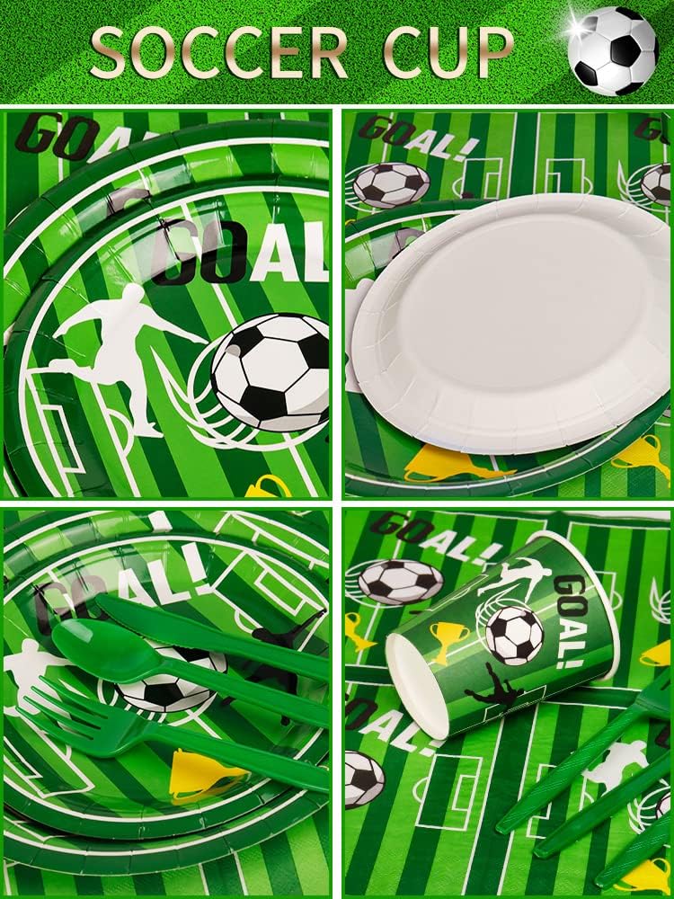 Nkaiso Partygeschirr Kindergeburtstag,141Stück Fussball Deko Geburtstag Pappteller Party Set mit Ges