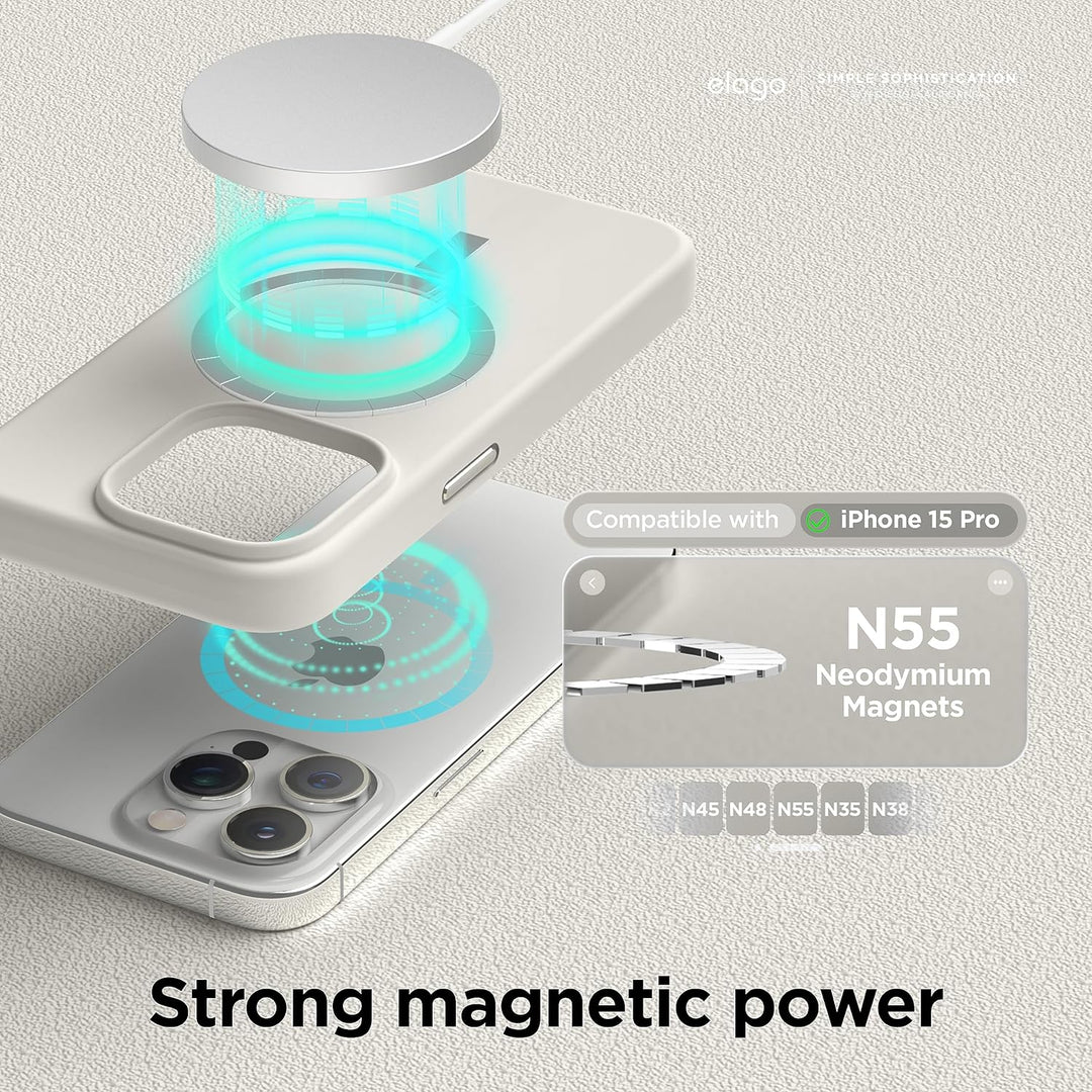 elago Magnetische Silikonhülle Kompatibel mit iPhone 15 Pro Hülle, Kompatibel mit MagSafe Alles Zube