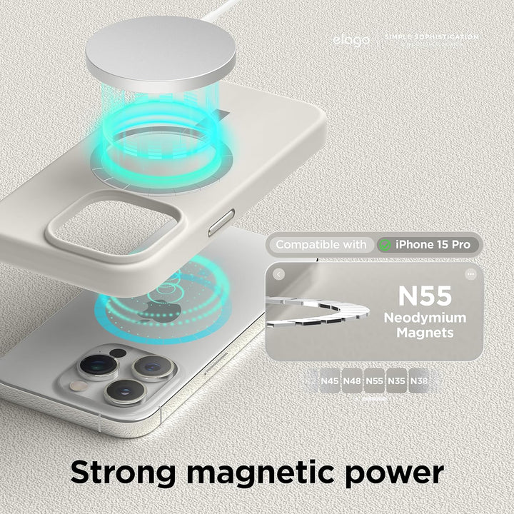 elago Magnetische Silikonhülle Kompatibel mit iPhone 15 Pro Hülle, Kompatibel mit MagSafe Alles Zube