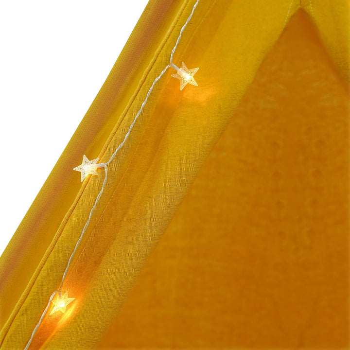 Tipi Zelt für Kinder, Spielzelt Kinder mit weicher Matte & Lichterkette, 1,4m hohes Kinderzelt aus B