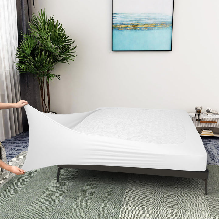 Boxspring-Bezug Queen Size – Jersey-Strick & dehnbar um 4 Seiten Bettrock für Hotel & Zuhause – Quee