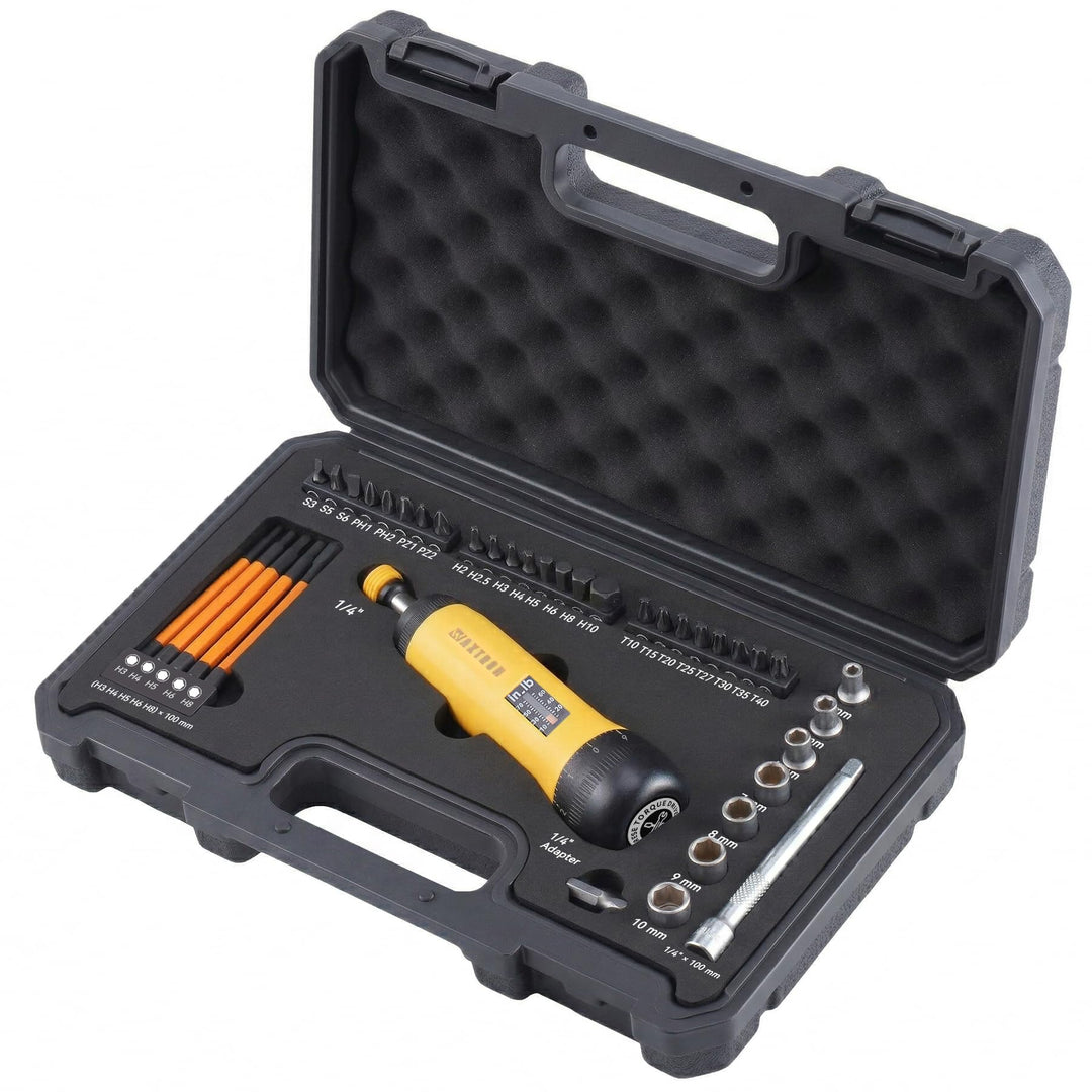 Schraubendreher Set 39-tlg., Drehmoment Schraubendreher klein 1/4 Zoll mit Bitsatz, Einstellbar von