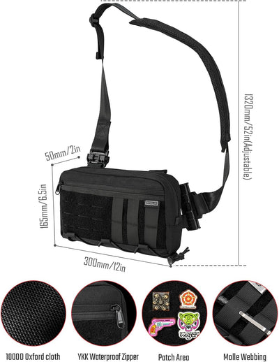 TACTICAL GEEK Cache L3 EDC Sling Bag Chest Crossbody Bag für Herren Damen, YKK Reissverschluss Umhän